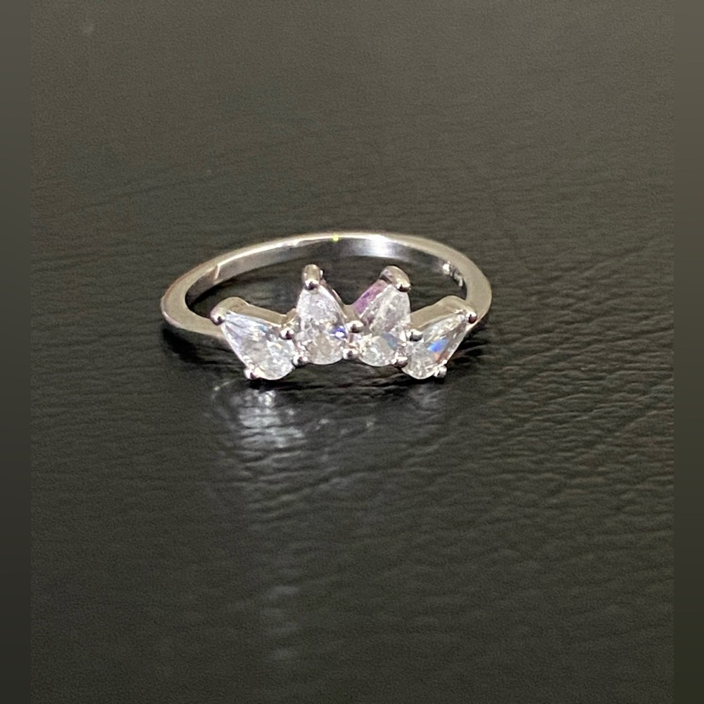 Sterling Silver Ring with Clear Stones